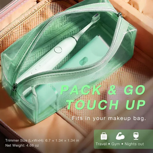 Miniatura 5 de Recortadora de bikini para mujer, afeitadora eléctrica de doble extremo para línea de bikini y vello púbico, impermeable, recargable, USB-C, Verde