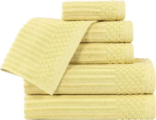 Miniatura 82 de Superior Juego de 6 toallas de algodón sólido y acanalado, toallas de cara de 13 x 13 pulgadas, toallas de mano de 16 x 28 pulgadas, toallas de baño