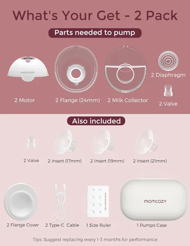Miniatura 7 de Momcozy M5 - Extractor de leche inteligente controlado por aplicación, bomba eléctrica inalámbrica manos libres, 3 modos, 9 niveles de succión, sin