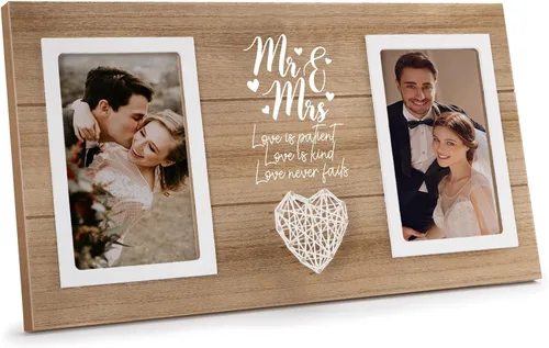 Miniatura 13 de Then & Now Regalos de Aniversario de Boda para Parejas, Marco de Fotos de Aniversario de 1-99 Años, Marco de Fotos de Bridal Shower que Contiene 2