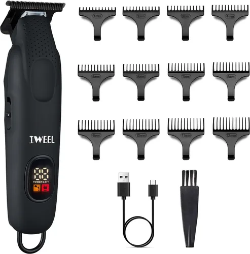 Miniatura 8 de IWEEL Recortadora de Barba Profesional para Hombres - Cortapelos Eléctrico, Perfiladores con Cuchilla en T de Separación Cero, Kit de Aseo