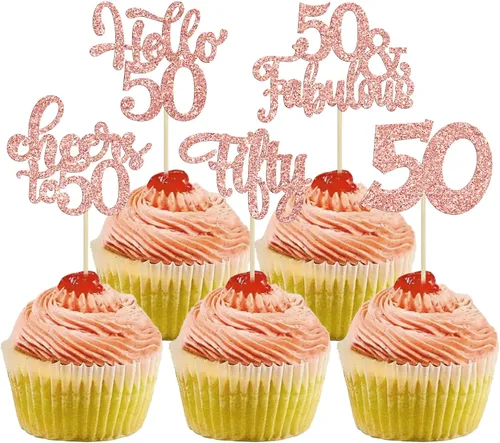 Miniatura 13 de 30 piezas Adornos para pastel de cumpleaños de 6 años, seis brillos, hola 6, púas para cupcakes, felicitaciones a los 6 años, decoraciones