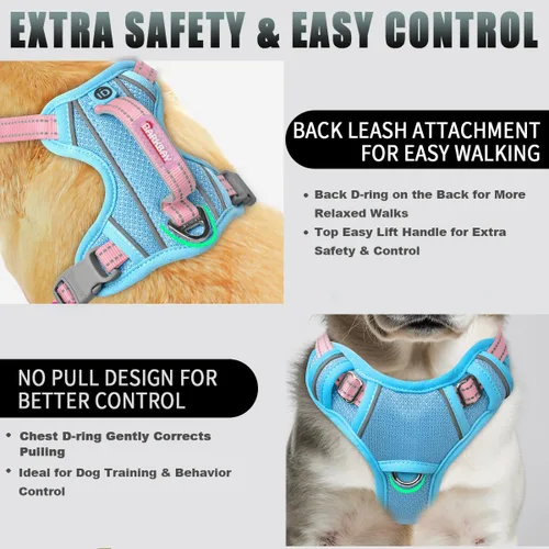 Miniatura 3 de BARKBAY Arnés para Perro Sin Tirones Talla Grande Arnés Reflectante para Perro con Clip Frontal y Asa de Control Fácil para Caminar Entrenar Correr