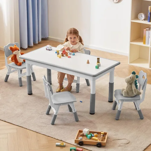 Miniatura 8 de GITAWUSA Juego de mesa y sillas de estudio para niños, juego de mesa y sillas para niños de 3 a 8 años, escritorio de graffiti (madera)