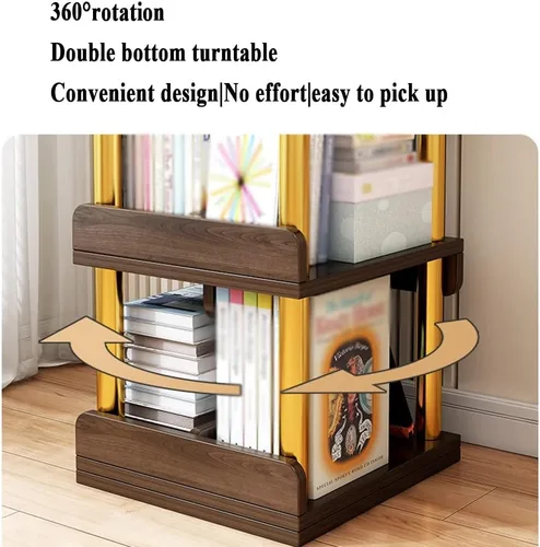 Miniatura 4 de Estantería giratoria, estantería giratoria de 360 grados, doble ancho de 4 niveles 50 pulgadas de alto/5 niveles 62.2 pulgadas de alto, estante