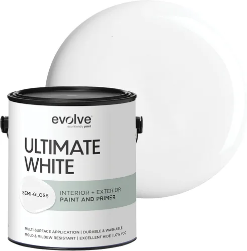 Miniatura 9 de EVOLVE Pintura blanca e imprimación definitiva en uno, blanco cáscara de huevo, 1 cuarto de galón, interior y exterior, cobertura de una capa