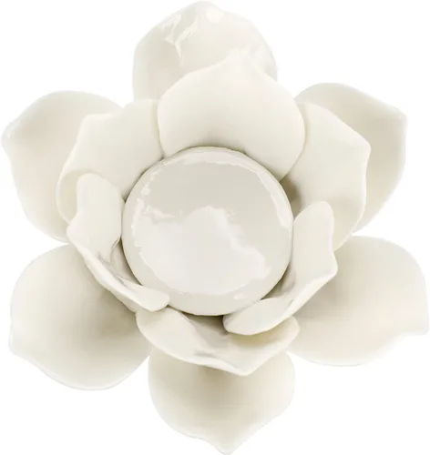OwnMy Portavelas de Flor de Loto de Cerámica de 4.5 Pulgadas, Portavelas de Pétalos de Loto, Candelabro, Portavelas Votivo de Flor para Velas de Té,