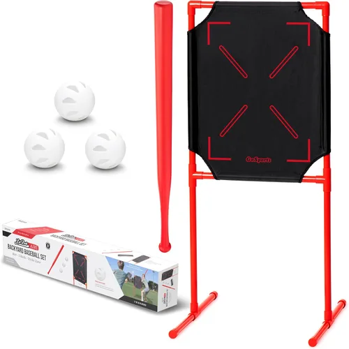 GoSports LotBall AIR Juego de Bate de Béisbol para Patio Trasero, Pelota y Zona de Strike - Juego de Béisbol de Plástico para Niños