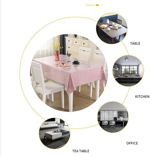 Miniatura 6 de MeritMode Mantel de Vinilo Ovalado Transparente, Mantel Transparente Cubierta Transparente Impermeable Protector de Mesa Ovalado Diseño de Borde