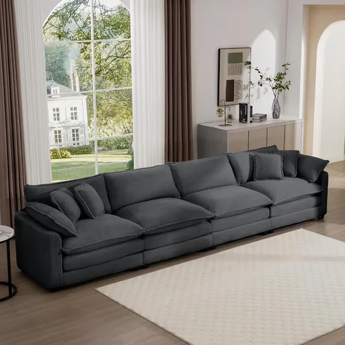 Miniatura 34 de Aoowow Sofá de dos plazas de pana, modernos sofás de nube de 2 plazas para sala de estar, sofás modulares de nube seccionales con asiento profundo