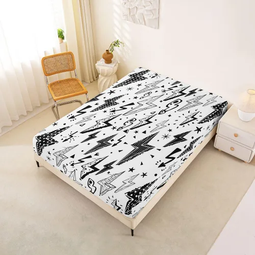 Miniatura 7 de Juego de sábanas bajeras para juegos tamaño individual, juego de ropa de cama con grafiti Lightning Strike para niños, adolescentes, decoración