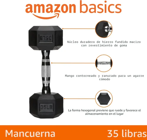 Miniatura 2 de Amazon Basics Rubber Hex Dumbbell Hand