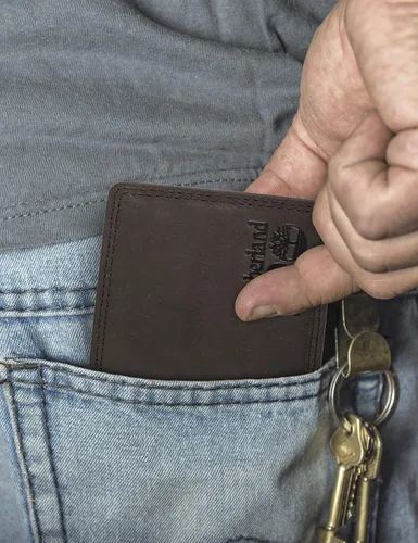 Miniatura 5 de Timberland PRO Billetera plegable RFID de cuero delgado para hombre con ventana trasera de identificación