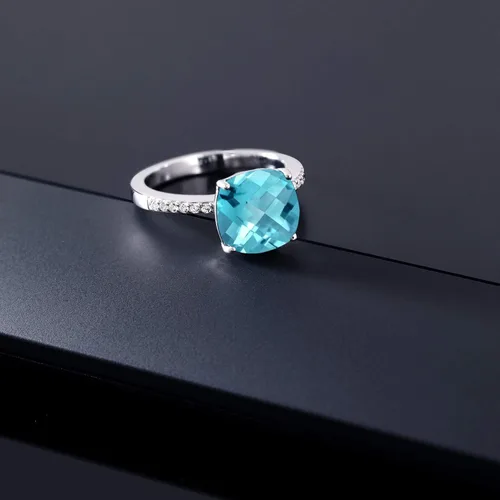 Miniatura 44 de Gem Stone King Anillo de compromiso de plata de ley 925 con piedra preciosa de corte cojín de 0.39 pulgadas Anillo de compromiso de aniversario