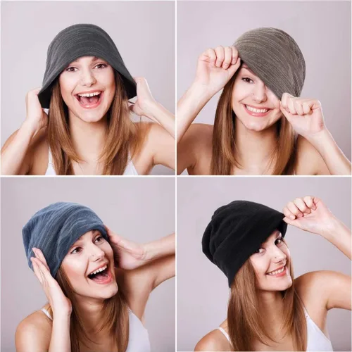 Miniatura 5 de AYBAL Accesorio de Halloween, 4 piezas de sombrero holgado de calavera holgada para dormir, gorro de dormir de punto elástico para dormir, gorra