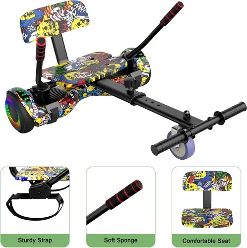 Miniatura 2 de Accesorio de Asiento para Patinete, Patinete con Go Kart para Niños, Chicos, Niñas, Adultos, con Luces LED Coloridas, Bluetooth A-6.5 Graffiti