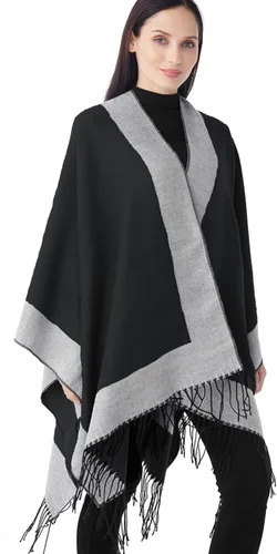 Miniatura 113 de Poncho chal para mujer, suéteres suaves y cálidos para mujer, parte delantera abierta, poncho de viaje para otoño, invierno y primavera