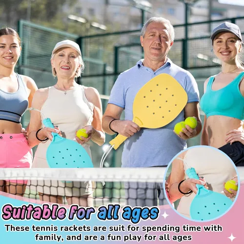 Miniatura 5 de Seenelling Plastic Paddleball Racket PE Equipment for Elementary School with Lanyard Classes Equipment, 15.2 x 7.5 Inches