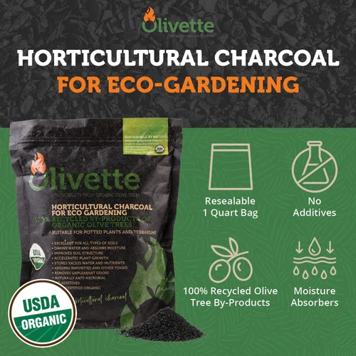 Miniatura 2 de Olivette Carbón activado de biochar hortícola para plantas, control de humedad orgánico USDA para árboles de terrario y plantas en maceta