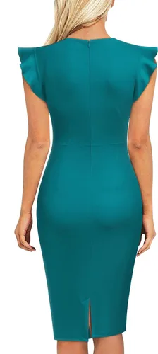 Miniatura 2 de Miusol vestido de cóctel con volantes, estilo clásico, para mujer