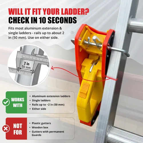 Miniatura 5 de Lock Jaw - Gancho estabilizador de escalera de techo para canalón, separación en 5 segundos con seguridad de bloqueo deslizante, evita que