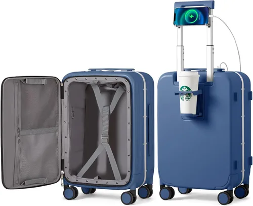 Miniatura 30 de mixi Equipaje PC Hardside Rolling maleta con rueda giratoria, cerradura TSA, soporte para teléfono y vaso, Verde aguacate