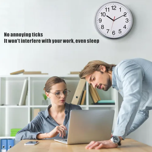 Miniatura 5 de Plumeet Reloj de pared extra grande – Reloj de pared negro silencioso de cuarzo de 16 pulgadas sin tictac – Reloj de pared de diseño simple