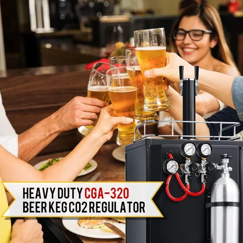 Miniatura 8 de Regulador de CO2 para dispensador de torre de cerveza de barril doble Kegerator, regulador de barril dual Regulador de presión de cerveza de CO2