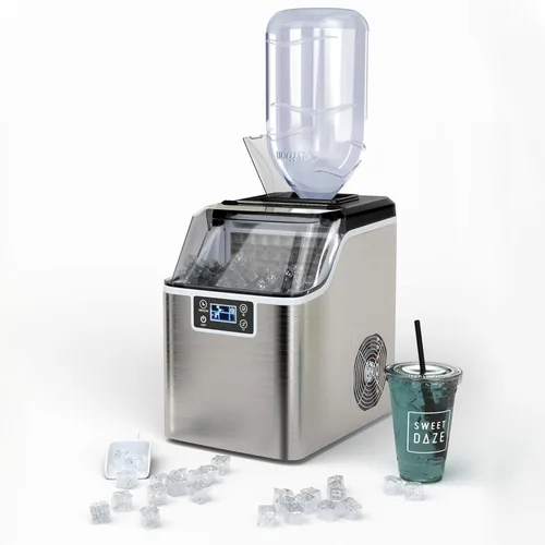 COSTWAY Máquina de hielo para encimera, máquina de hielo compacta portátil de 40 libras/24 horas con orificio de entrada superior, función de