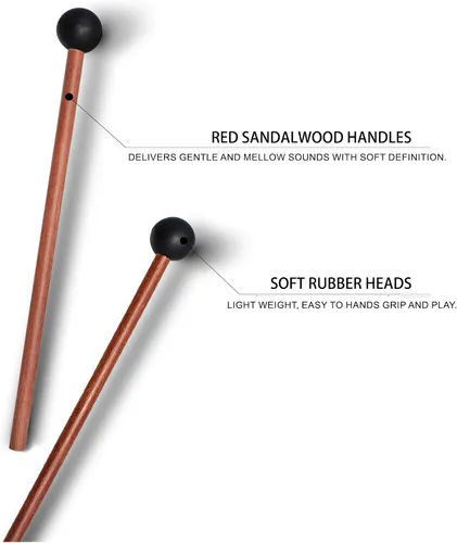 Miniatura 5 de Lidguni Mazo de tambor de lengua, palitos de campana de palitos Glockenspiel, mazo de xilófono de goma de percusión con mango de madera, 8.3