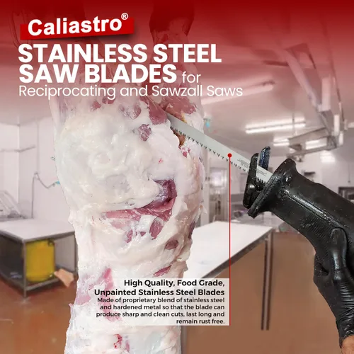 Miniatura 2 de Hojas de sierra de corte de hueso de carne congelada de acero inoxidable de 12 pulgadas para sierras recíprocas y Sawzall, paquete de 5 Caliastro