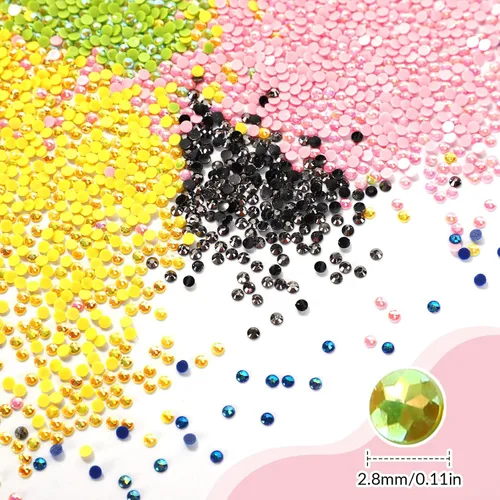 Miniatura 2 de 60000 piezas de cuentas de diamantes de imitación de 60 colores para pintura con diamantes, cuentas redondas de resina de fondo plano, diamantes
