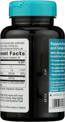 Miniatura 2 de Nature's Way Colina e inositol, salud cerebral*, energía celular*, 1000 mg por porción, 100 cápsulas