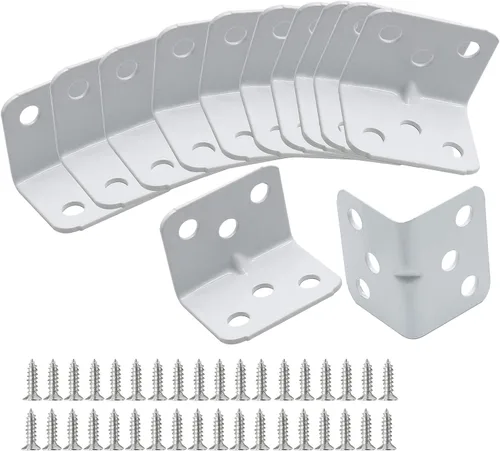Jiozermi 12 soportes de esquina, soporte de estante en forma de L de 1 x 1 x 1.3 pulgadas, soportes de estante de ángulo recto de 90 grados, soporte