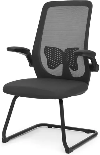 Magshion Silla de oficina para invitados con soporte lumbar y reposabrazos deslizables, malla de malla de respaldo medio, serie de rejilla de aire