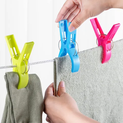 Miniatura 2 de JABINCO Clips para toallas de playa, clips para silla, soporte para toallas, pinzas de plástico para colgar ropa, amarillo, azul, verde, rojo