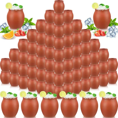 Miniatura 8 de Gejoy - 24 vasos de arcilla mexicana de Cantaritos de Barro de 3 onzas, hechos a mano para tequila, mezcal, margarita, mojito, martes de tacos