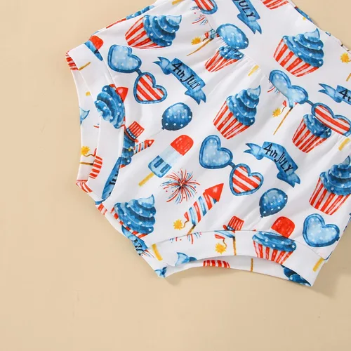 Miniatura 5 de Traje para bebé niña del 4 de julio, ropa para el Día de los Caídos con borlas, camiseta con bandera