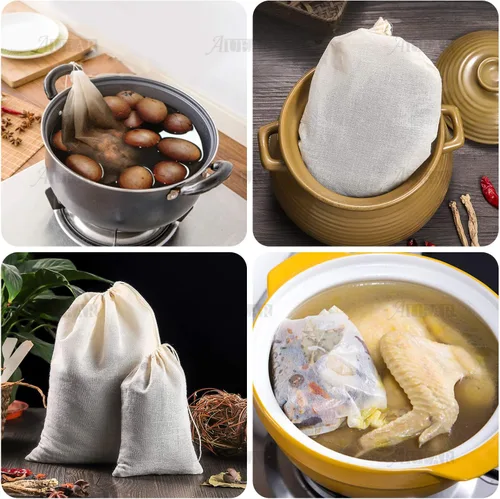 Miniatura 6 de AUEAR, Bolsas de sopa de algodón reutilizables con cordón para café, medicina china, bolsa de té, colar hierbas, estopilla, caldo de huesos, 4"x6