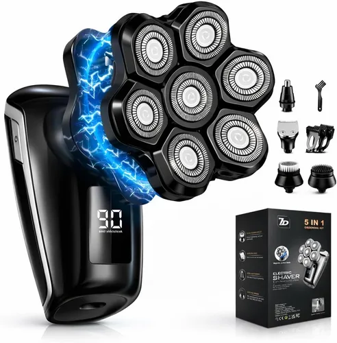 Afeitadoras de cabeza para hombres Blad, cuchillas flotantes 7D, afeitadora eléctrica de cabeza IPX7, resistente al agua en seco y húmedo,