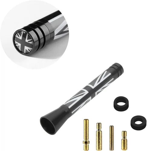 Miniatura 9 de x xotic tech Antena corta para automóvil con bandera de Union Jack compatible con Mini Cooper todos los modelos de 3 pulgadas (negro/gris)