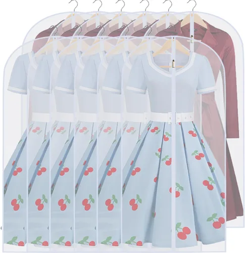 Miniatura 22 de Bolsas transparentes para colgar ropa, 40 pulgadas (juego de 6), bolsas de traje para almacenamiento en armario, bolsas de plástico a prueba