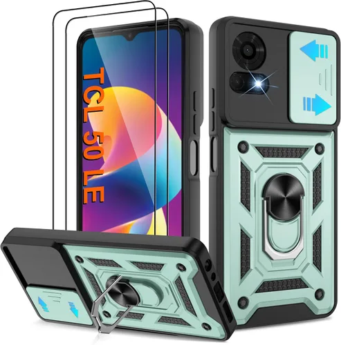 Miniatura 132 de ATUMP Funda para T-Mobile Revvl V Plus 5G con protector de pantalla HD con cubierta de cámara deslizante, soporte de anillo de rotación de 360° Negro