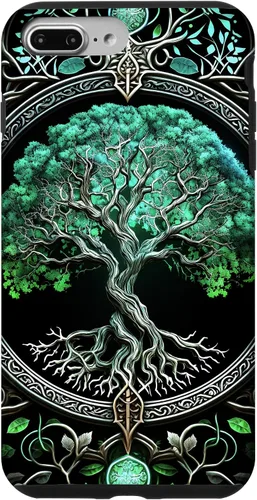 Miniatura 12 de Funda para iPhone 11 Pro Max Tree Of Life Yoga espiritual celta vikinga, verde y negro