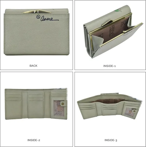 Miniatura 8 de Anna by Anuschka Cartera de tres pliegues pintada a mano para mujer de cuero