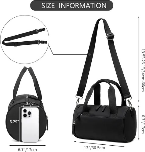 Miniatura 3 de Mini bolsa de gimnasio para mujeres y niñas, bonita bolsa de lona pequeña de 12 pulgadas con bolsillos multifuncionales, bolsas deportivas