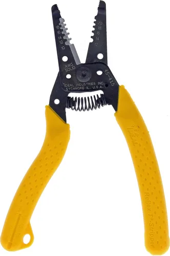 Ideal Electrical 45-415 Premium Reflex T-5 pelador - 10-20 AWG, pelacables con reposa pulgar, punta de pinza, bloqueo deslizante, empuñaduras