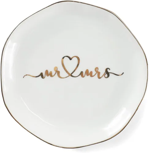 Miniatura 7 de Bandeja de joyería con iniciales para anillos con monograma en S, regalos de compromiso de boda para mujeres, amigas, hermana, cerámica blanca