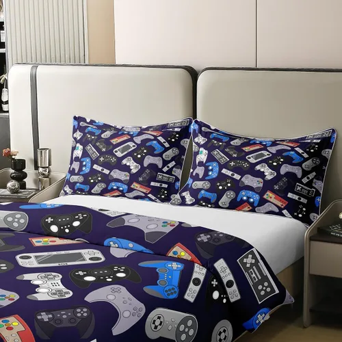Miniatura 4 de Erosebridal Juego de funda de edredón 100% algodón con estampado de consola de videojuegos, funda de edredón moderna para niños, adolescentes