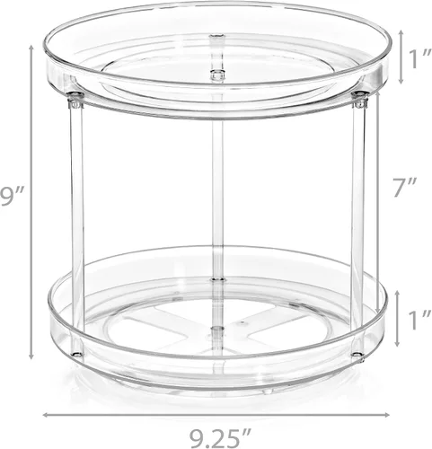 Miniatura 6 de Sorbus Organizador Lazy Susan de 2 niveles transparente de 9 pulgadas, organizador giratorio para organización de especias para gabinete, tocadiscos